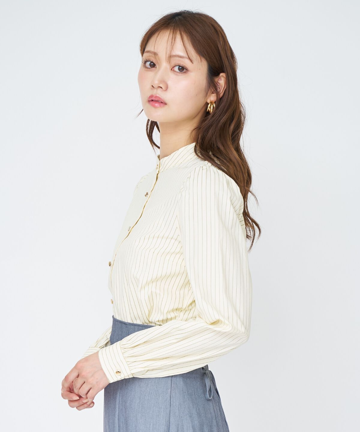 アンドクチュール「バタフライリボンストライプブラウス」|シャツ・ブラウス|