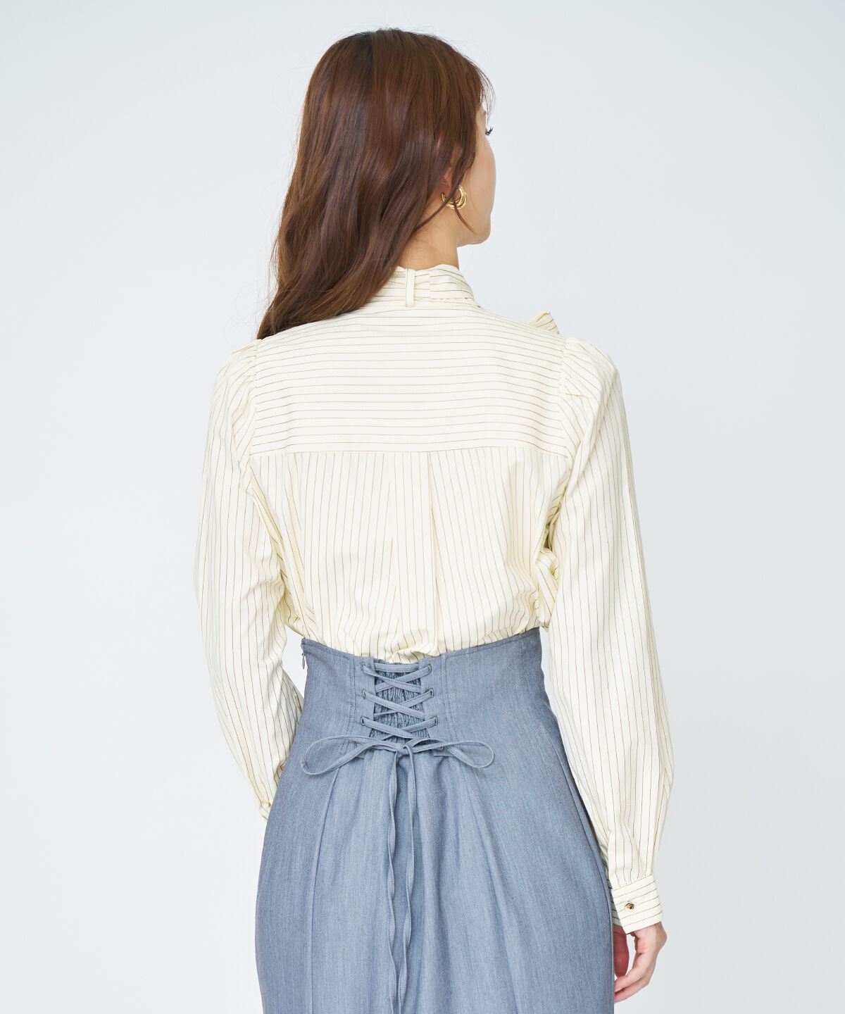 アンドクチュール「バタフライリボンストライプブラウス」|シャツ・ブラウス|