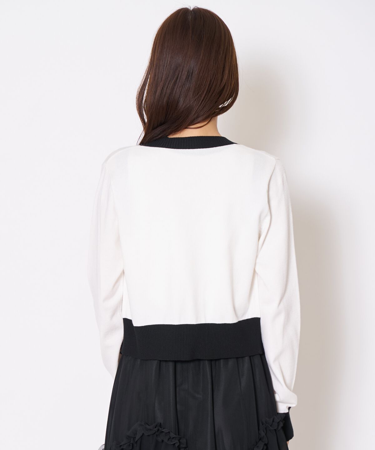 アンドクチュール「バイカラーニットアンサンブル」|カーディガン|