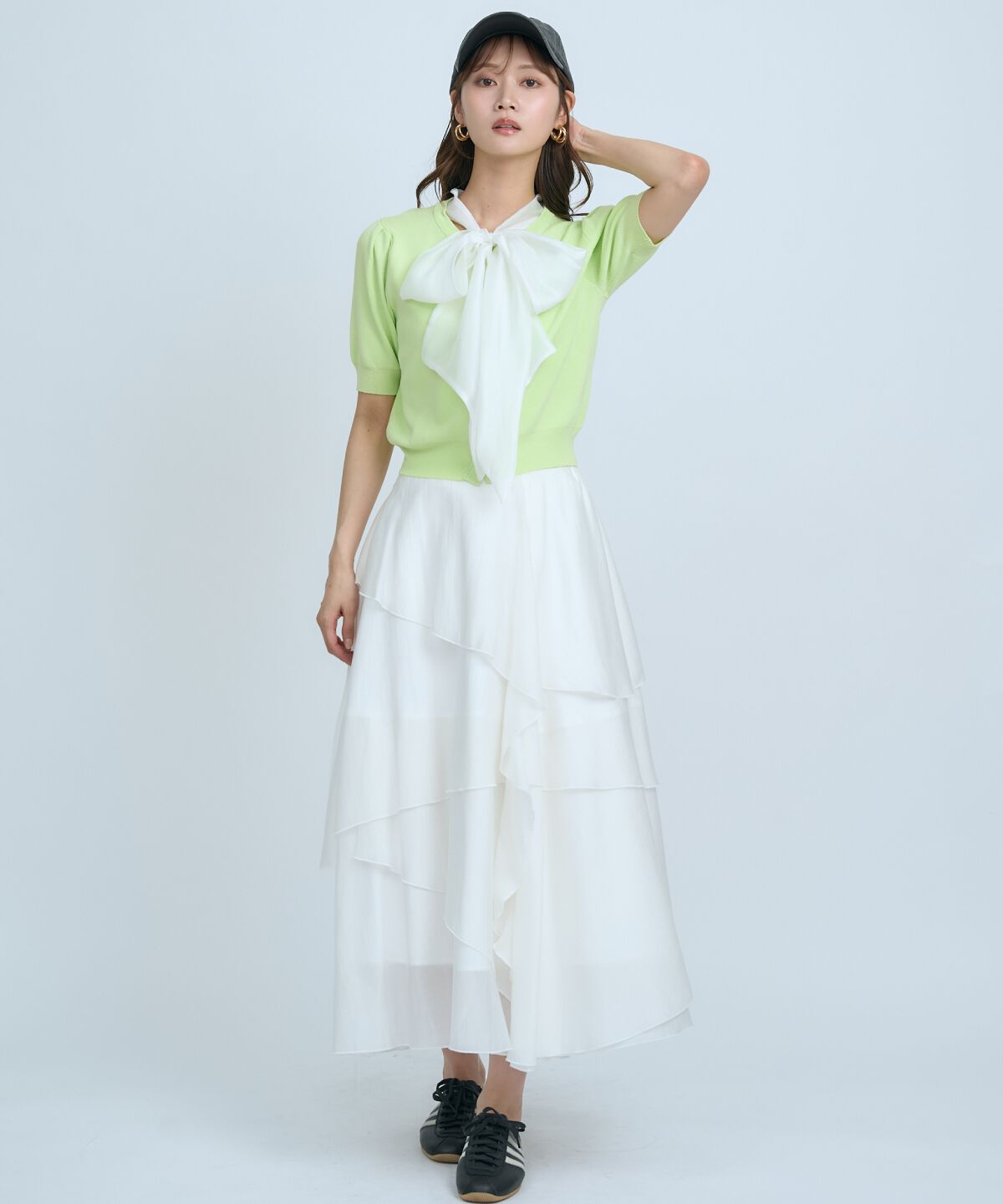 アンドクチュール「アシンメトリーシフォンラッフルスカート」|フレア|