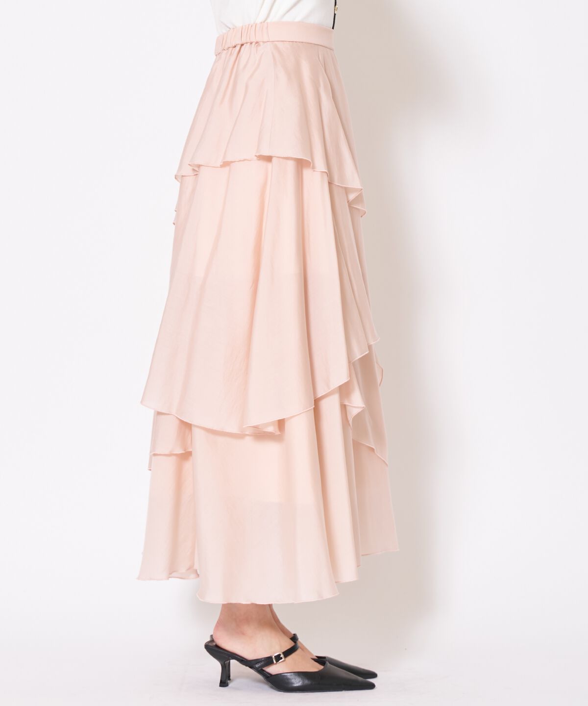 アンドクチュール「アシンメトリーシフォンラッフルスカート」|フレア|