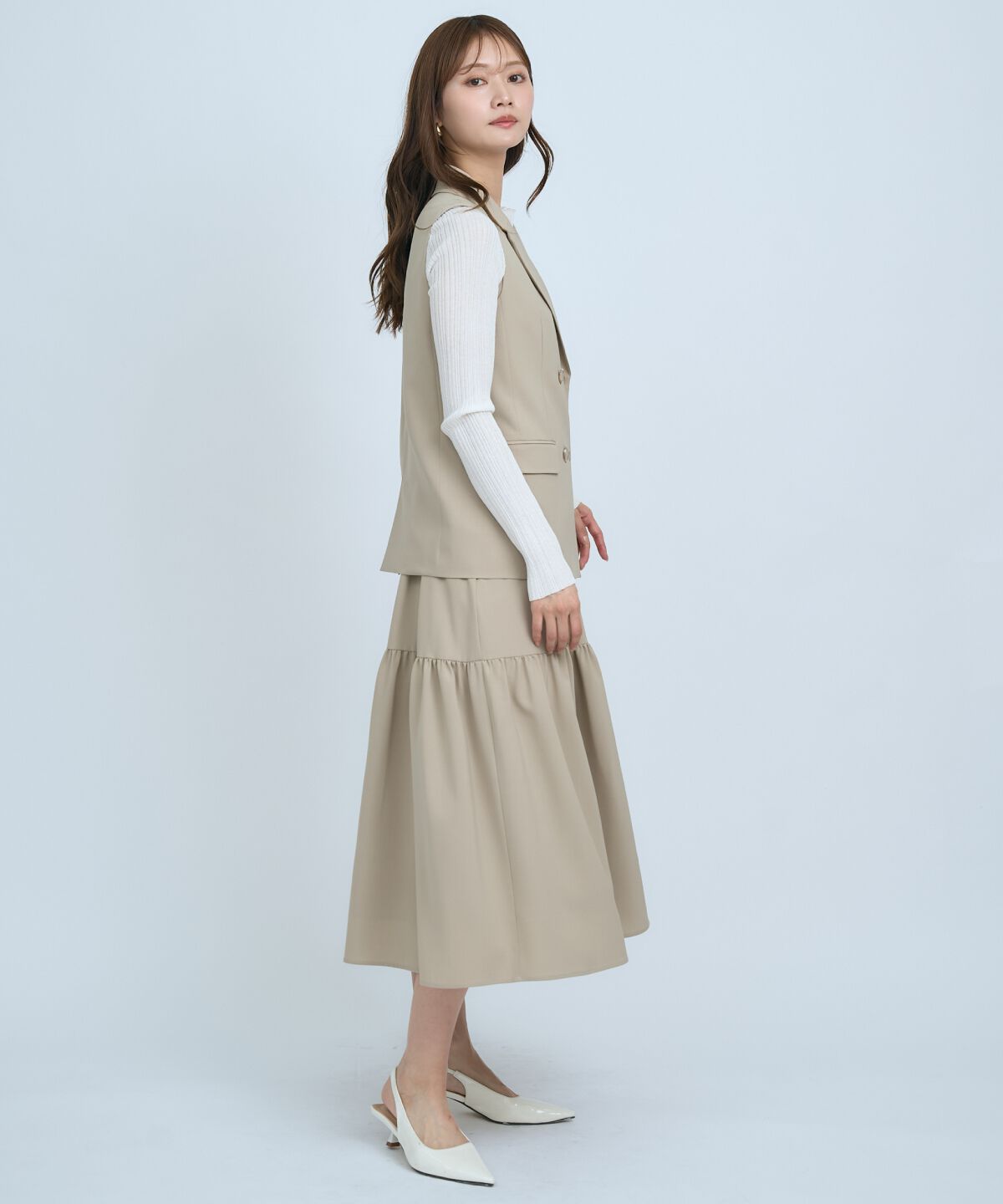 アンドクチュール「テーラードジレ&times;ティアードキャミワンピース」|ワンピース|