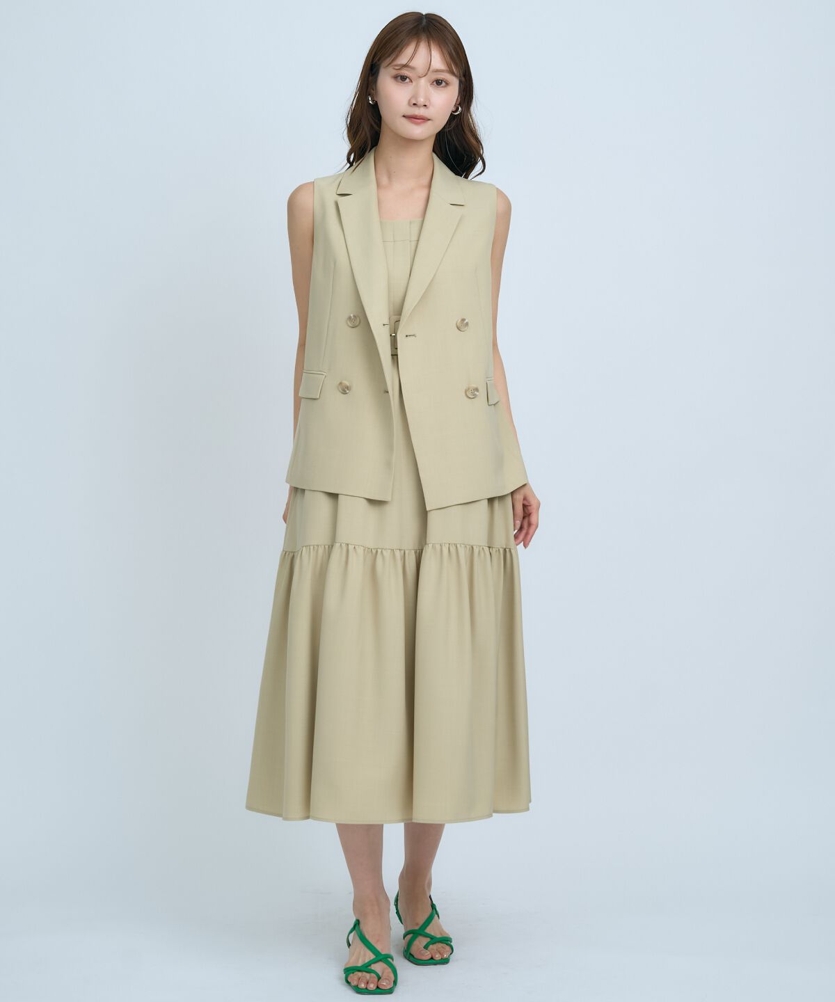 アンドクチュール「テーラードジレ&times;ティアードキャミワンピース」|ワンピース|