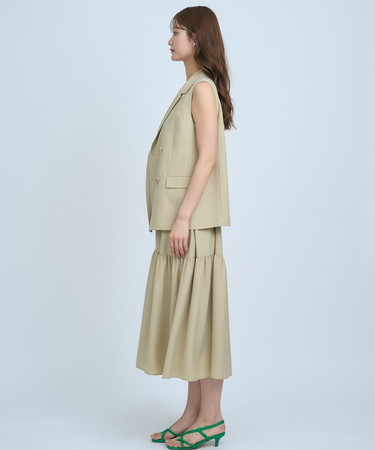 アンドクチュール「テーラードジレ&times;ティアードキャミワンピース」|ワンピース|