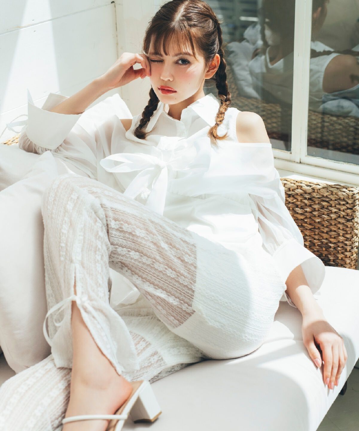 REDYAZEL「フロントリボンオフショルシャツ」|シャツ・ブラウス|