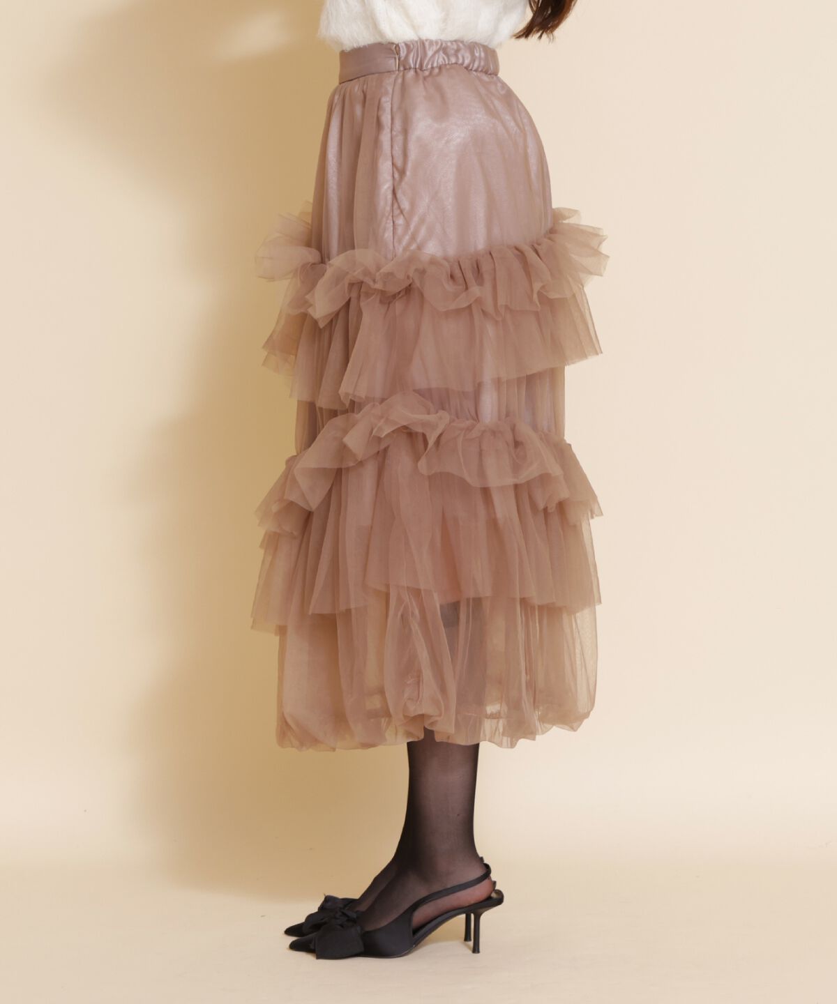 REDYAZEL「チュールフリルティアードスカート」|フレア|