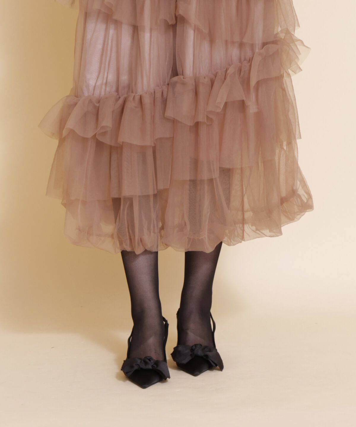 REDYAZEL「チュールフリルティアードスカート」|フレア|