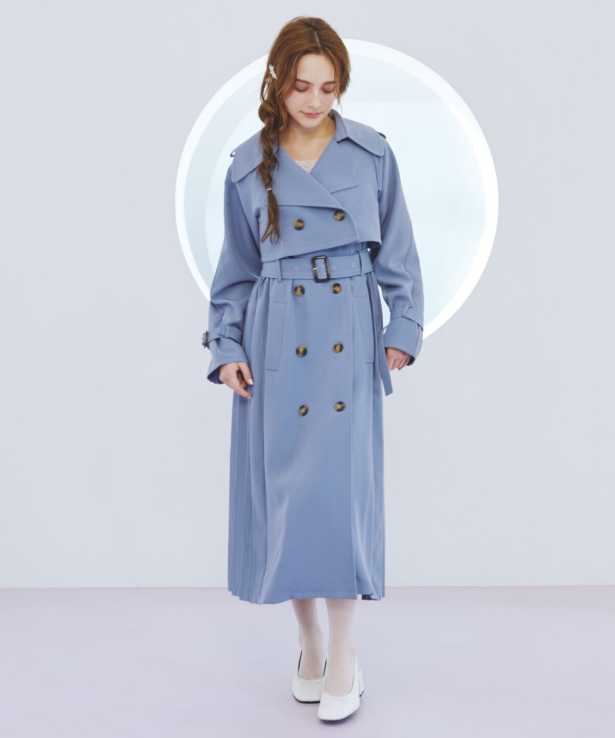 REDYAZEL「3WAYサイドプリーツトレンチコート」|トレンチコート|ブルー