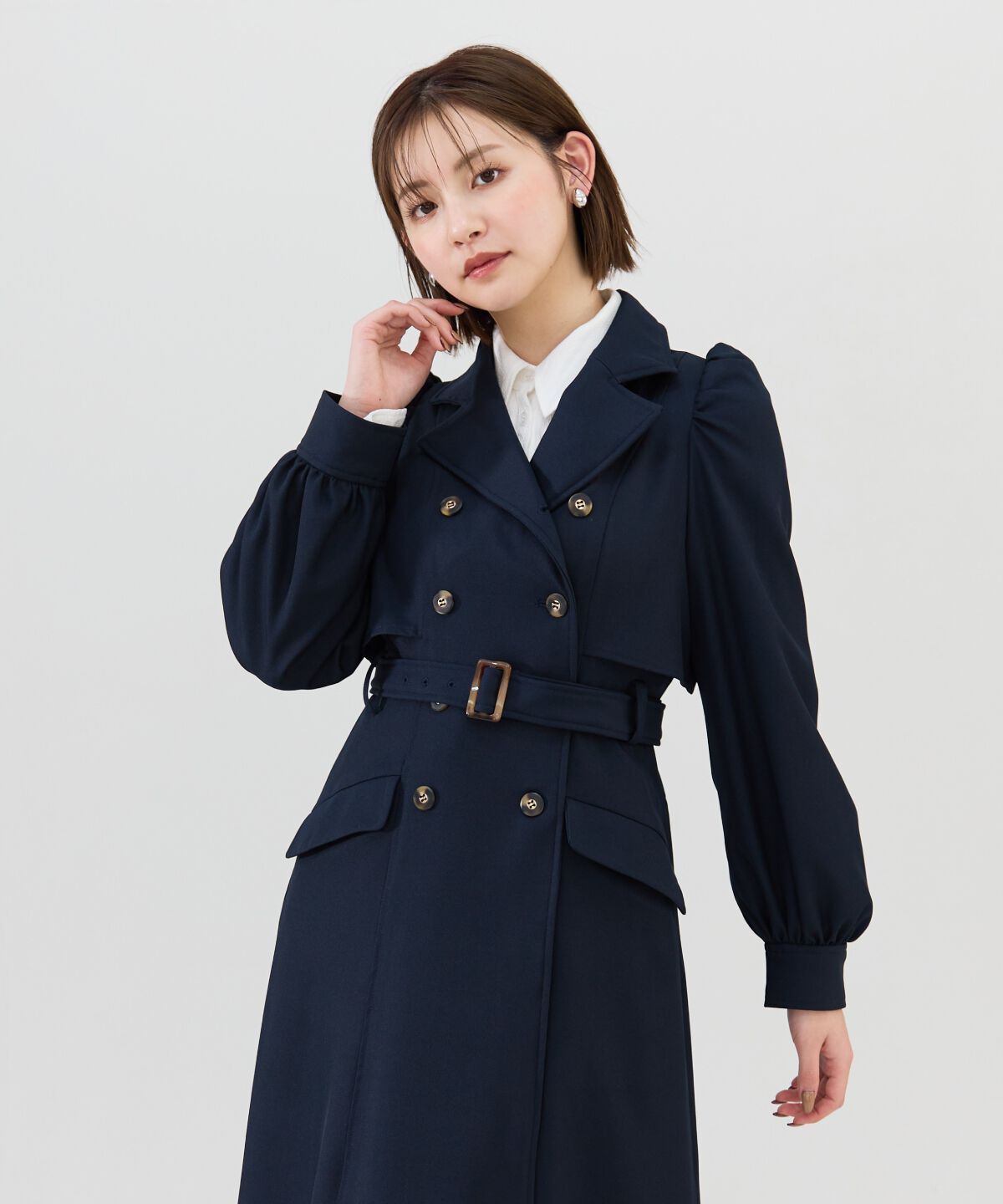 REDYAZEL「パフスリーブロングトレンチコート」|トレンチコート|