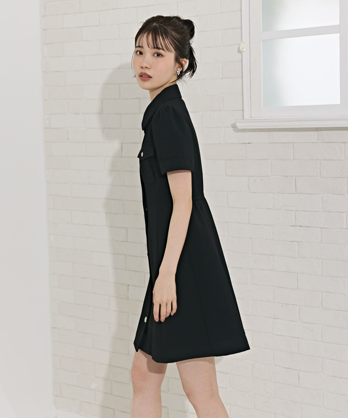 REDYAZEL「エンブレムボタンワッフルシャツワンピース」|ワンピース|