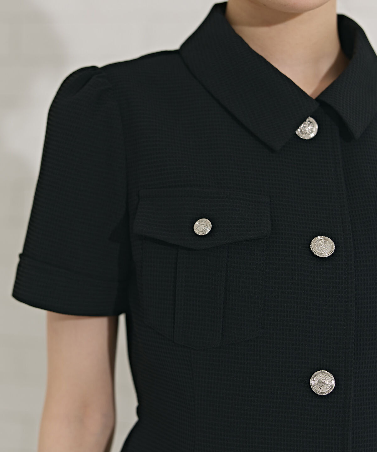 REDYAZEL「エンブレムボタンワッフルシャツワンピース」|ワンピース|