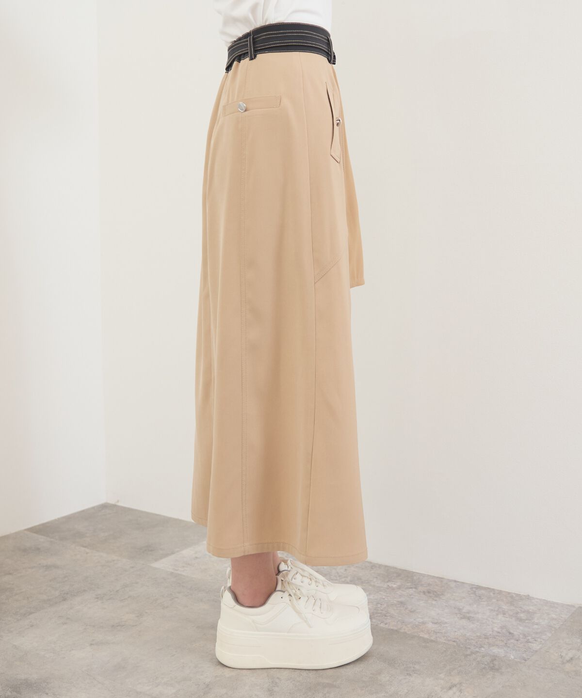 REDYAZEL「バイカラーパネルロングスカート」|台形|