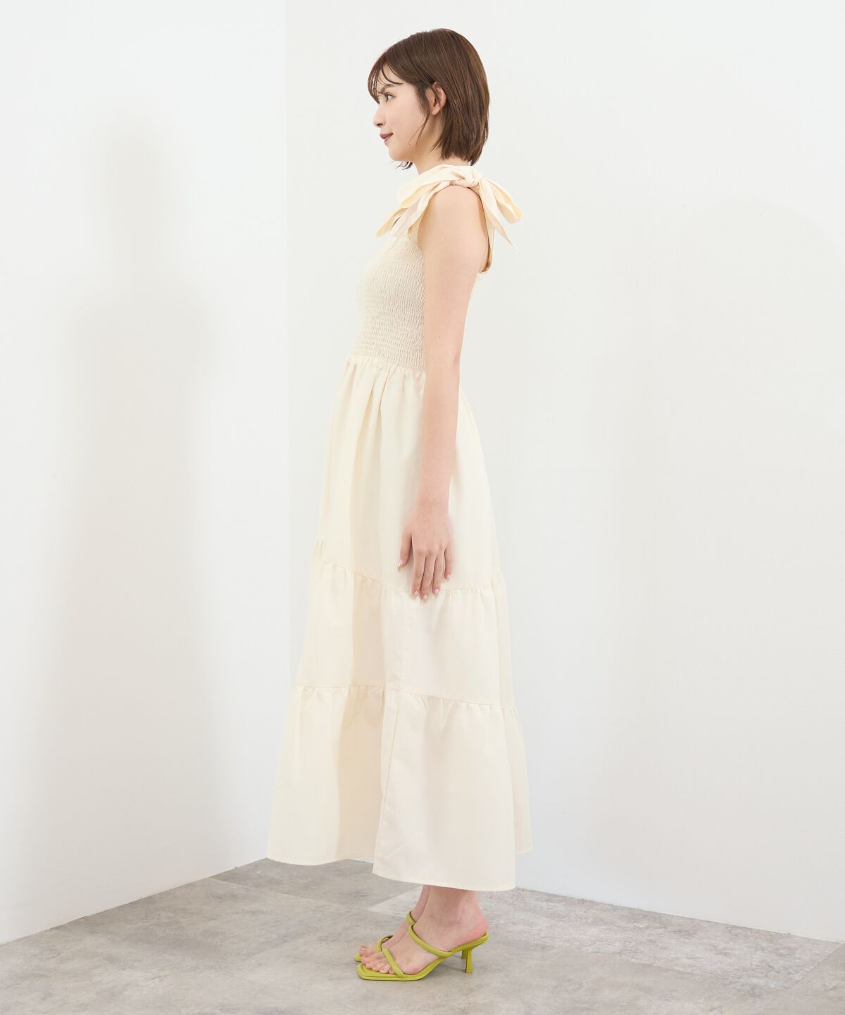 REDYAZEL「リボンショルダーティアードワンピース」|ワンピース|
