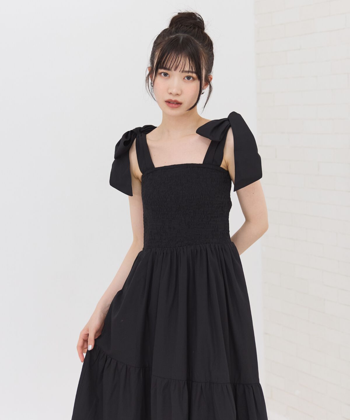 REDYAZEL「リボンショルダーティアードワンピース」|ワンピース|