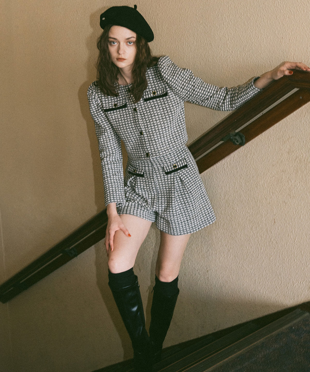 REDYAZEL「カットツイードジャケット&times;ショートパンツセットアップ」|ワンピース|