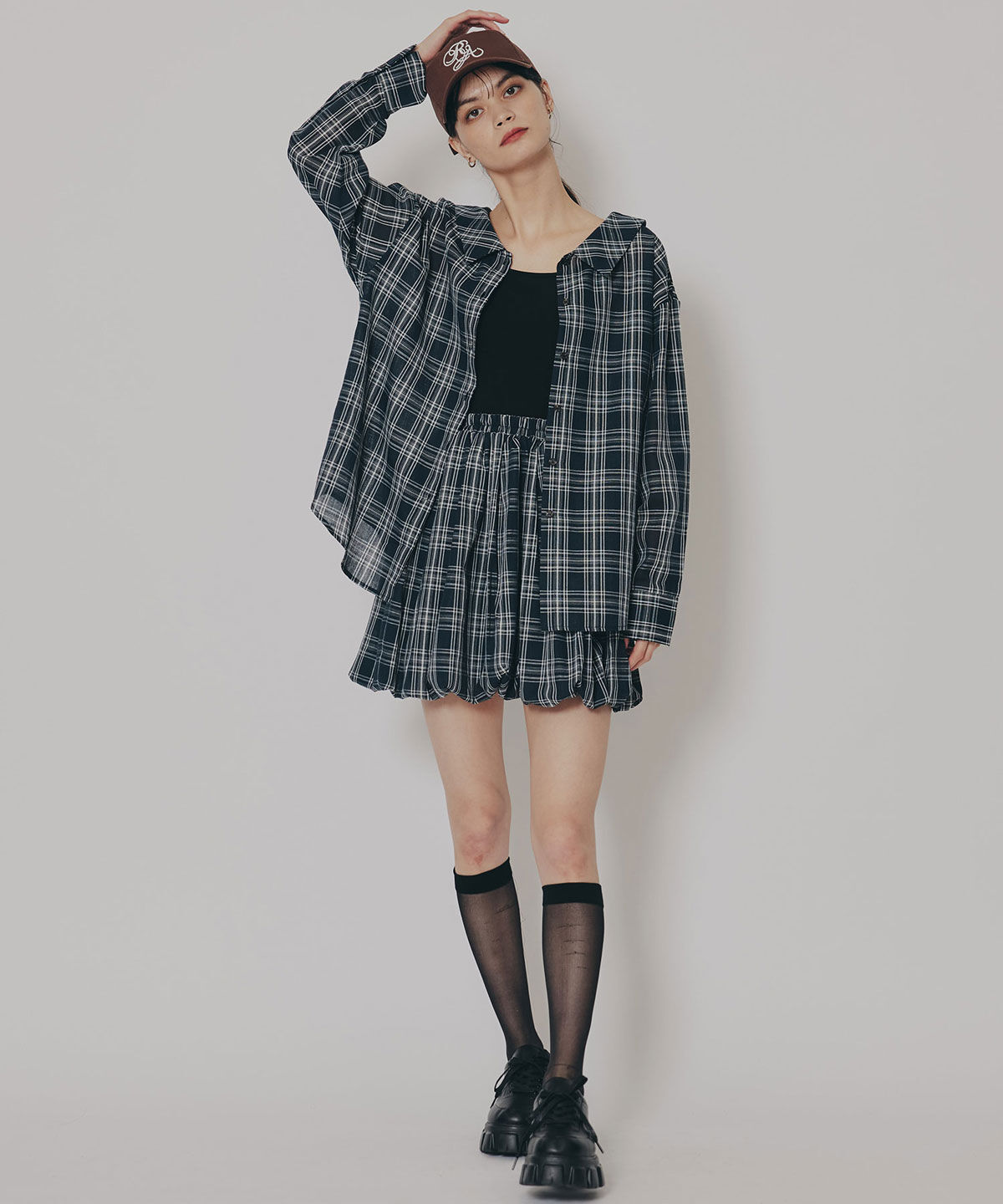 REDYAZEL「マルチWAYチェックブラウス&times;バルーンスカートセットアップ」|ワンピース|