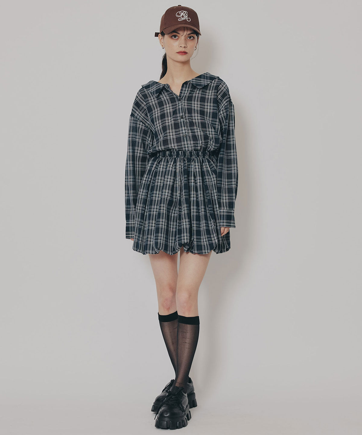 REDYAZEL「マルチWAYチェックブラウス&times;バルーンスカートセットアップ」|ワンピース|