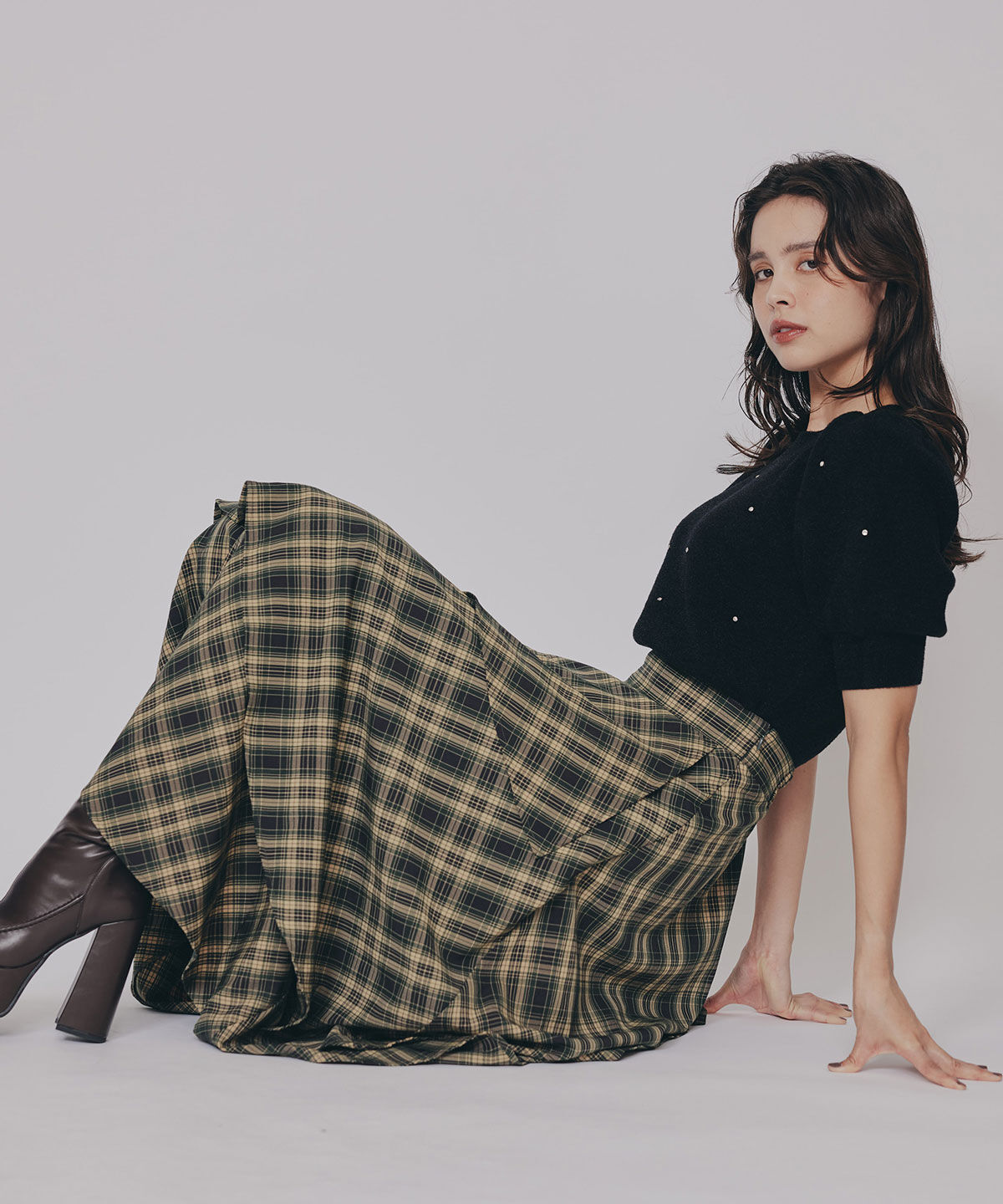 REDYAZEL「タータンチェックティアードスカート」|フレア|