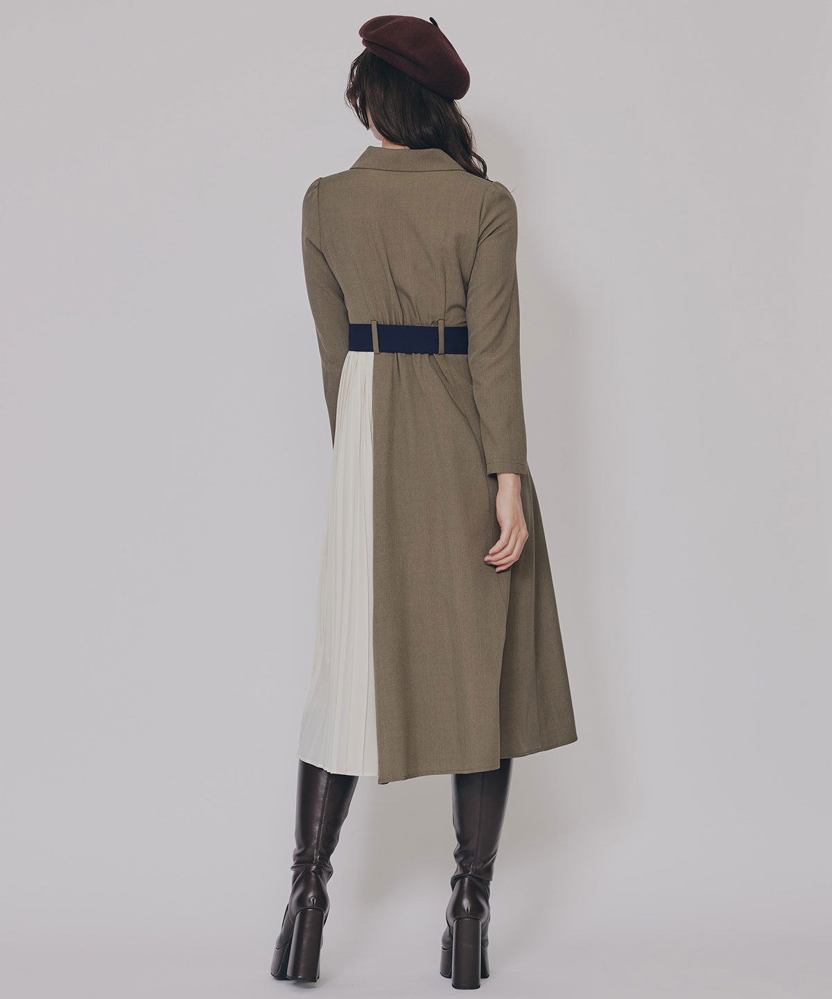 REDYAZEL「バイカラープリーツトレンチワンピース」|ワンピース|