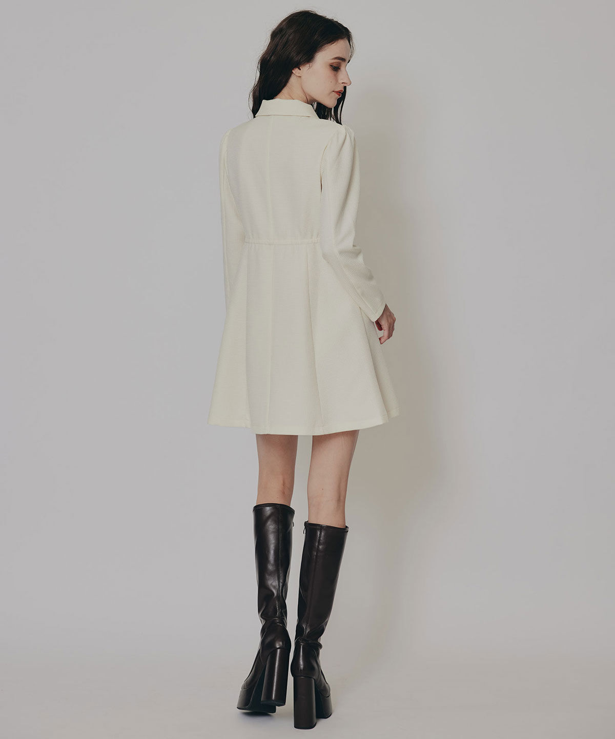 REDYAZEL「エンブレムボタンマイクロワッフルシャツワンピース」|ワンピース|