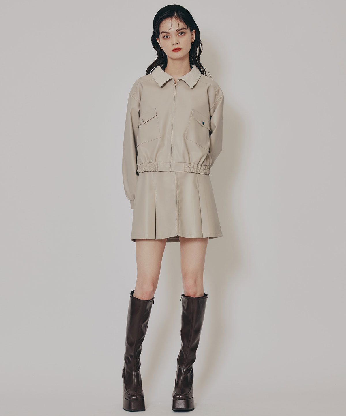 REDYAZEL「フェイクレザージップブルゾン」|ブルゾン・スタジャン|