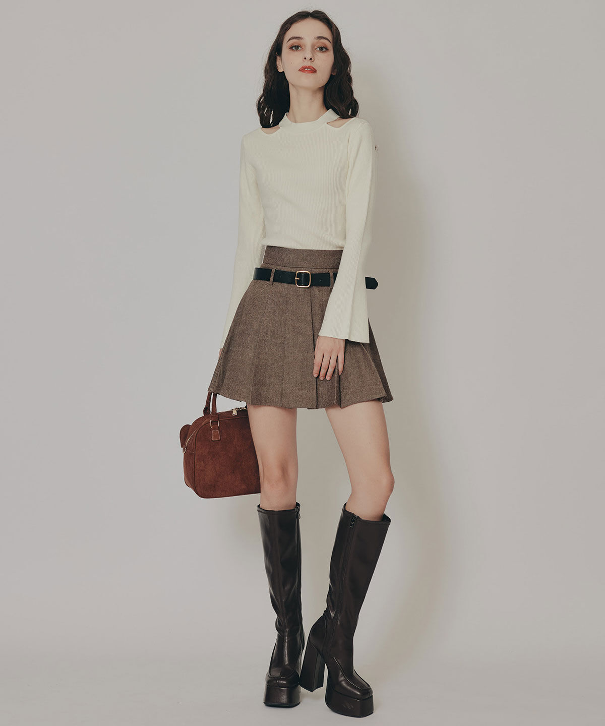 REDYAZEL「ローベルトプリーツミニスカート」|フレア|