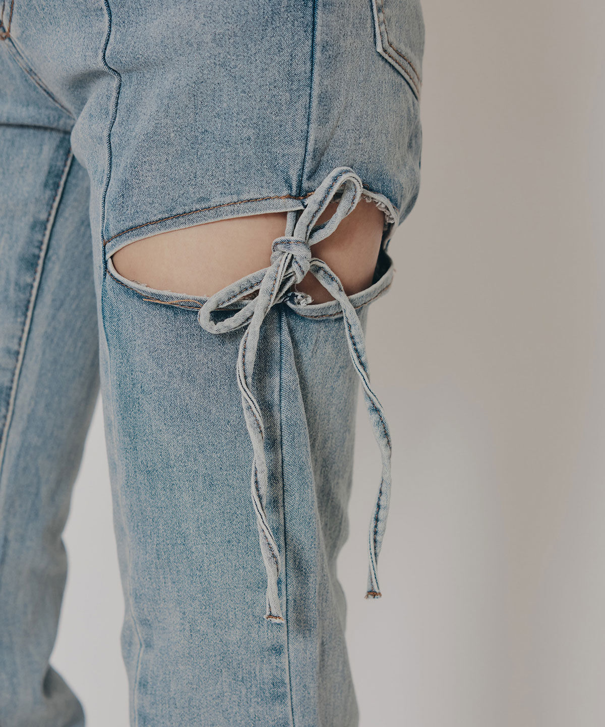 REDYAZEL「カットアウトリボンストレッチデニム」|デニム|