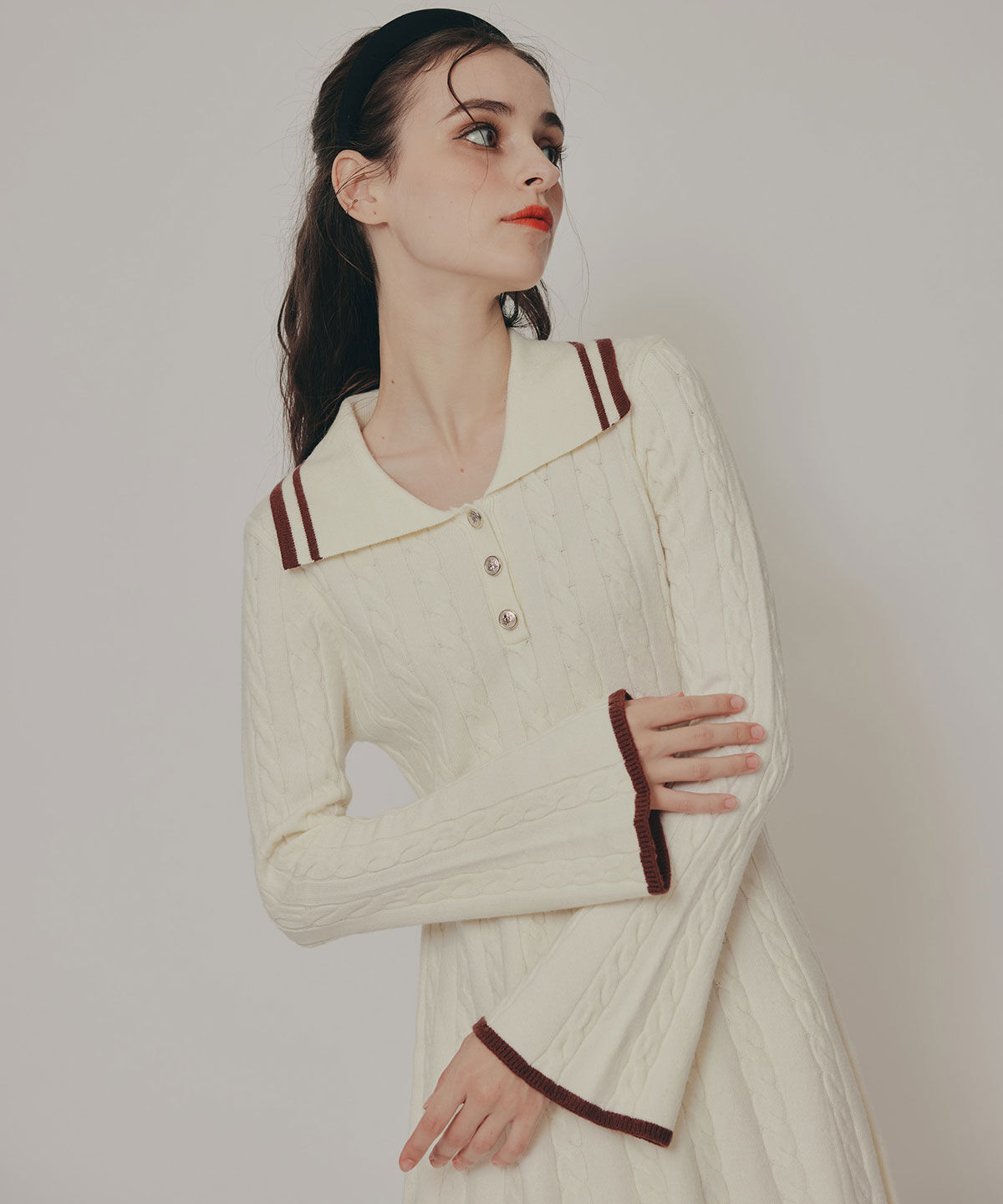 REDYAZEL「ラインケーブルミニニットワンピース」|ワンピース|