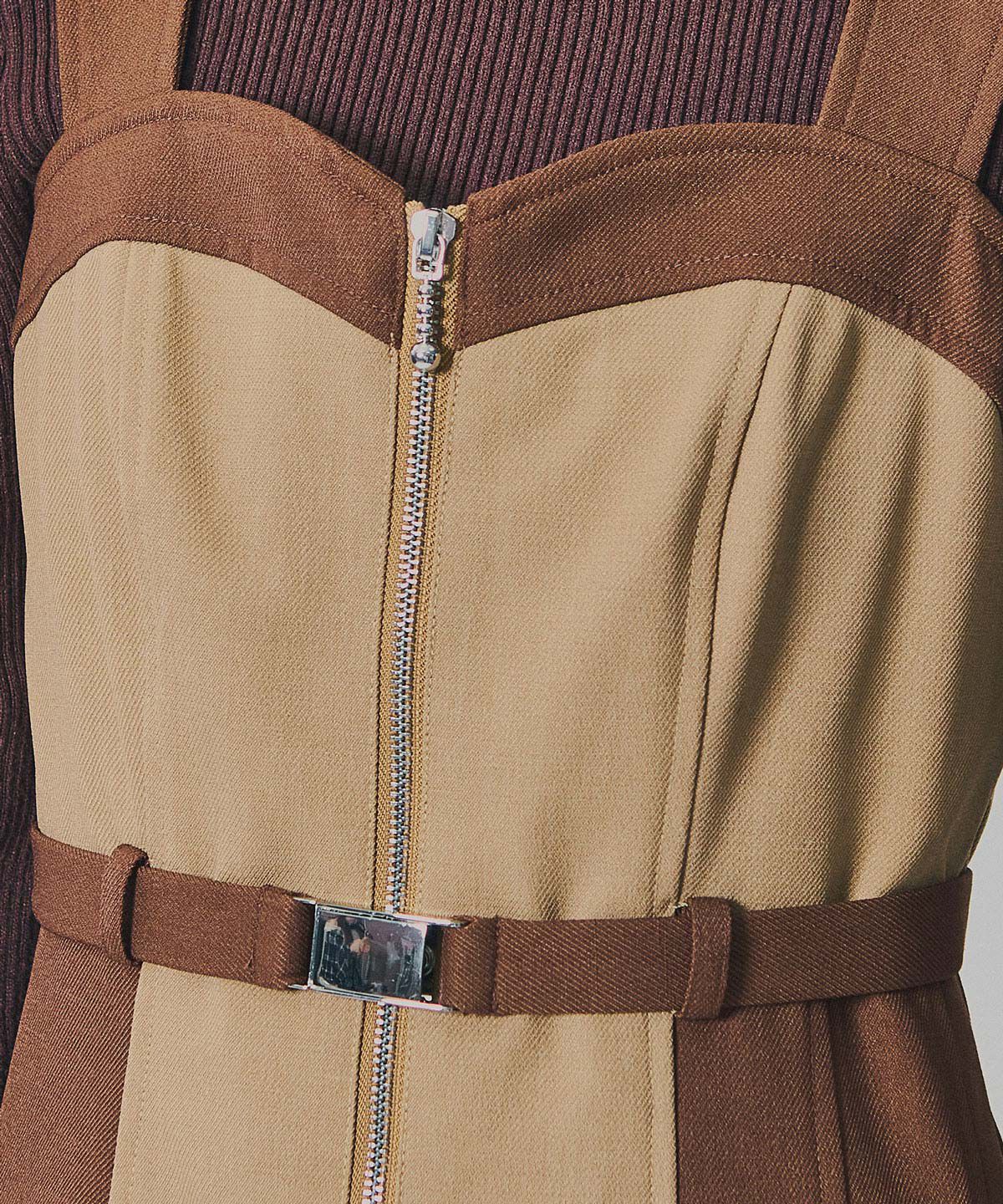 REDYAZEL「フロントジップバイカラージャンスカ」|ワンピース|