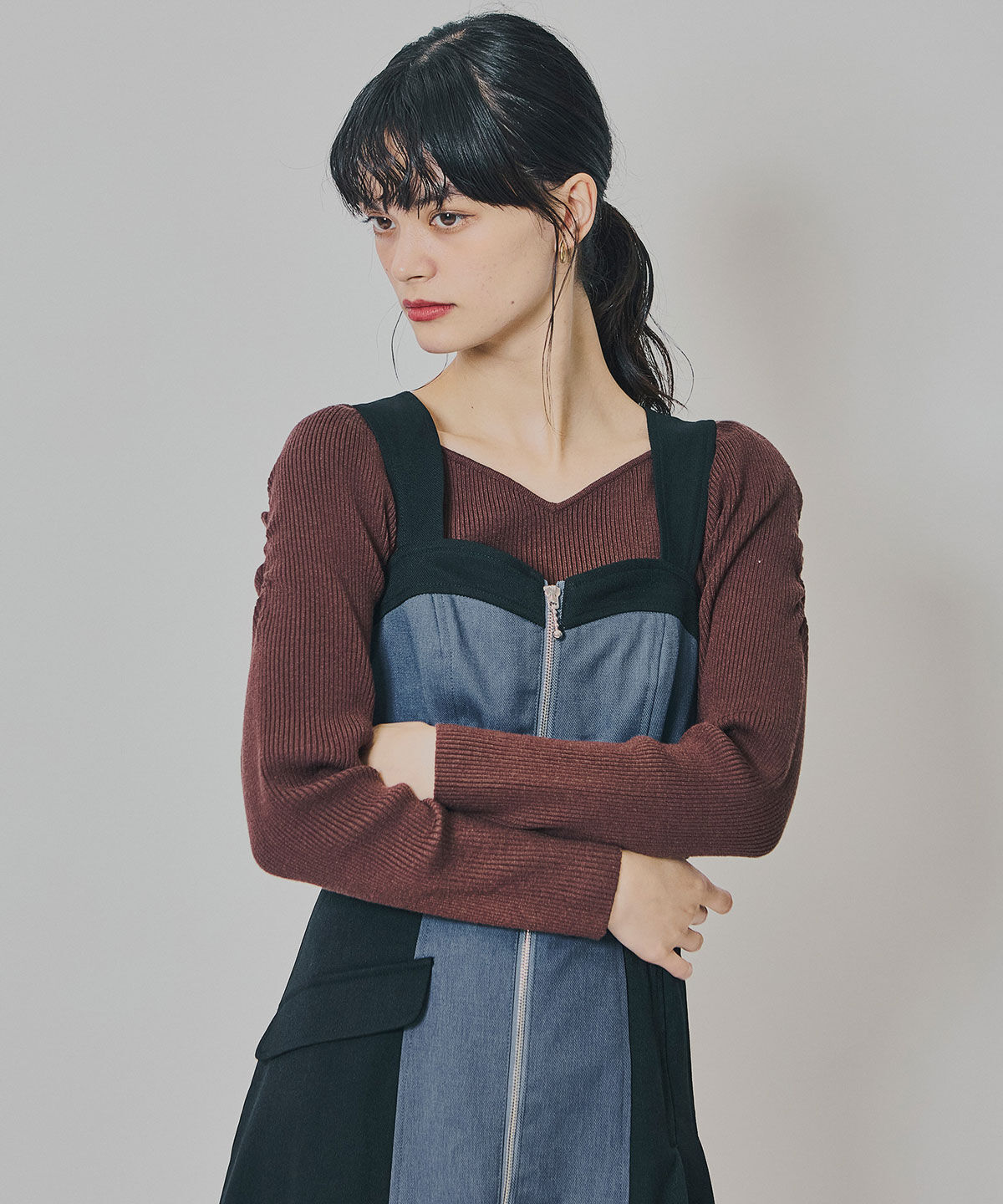 REDYAZEL「フロントジップバイカラージャンスカ」|ワンピース|