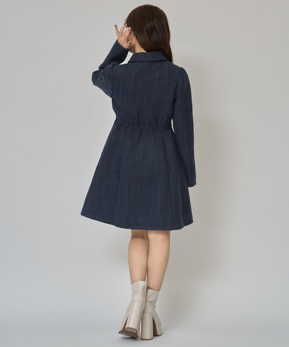 REDYAZEL「エンブレムボタンツイードシャツミニワンピース」|ワンピース|