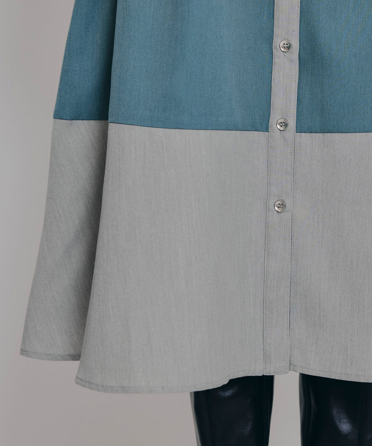 REDYAZEL「カラーブロッキングシャツロングフレアワンピース」|ワンピース|