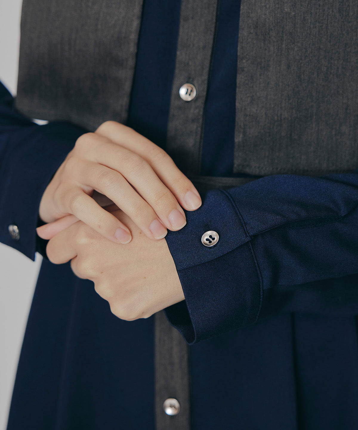 REDYAZEL「カラーブロッキングシャツロングフレアワンピース」|ワンピース|