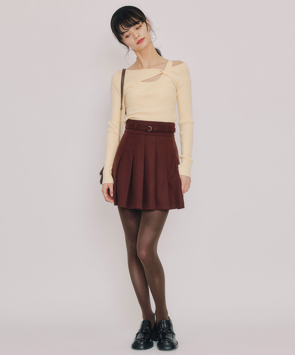 REDYAZEL「アシンメトリーレイヤードライクニットプルオーバー」|ニット・セーター|