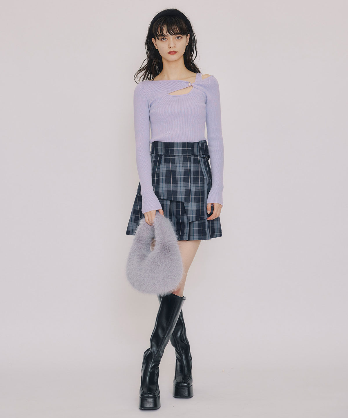 REDYAZEL「アシンメトリーレイヤードライクニットプルオーバー」|ニット・セーター|