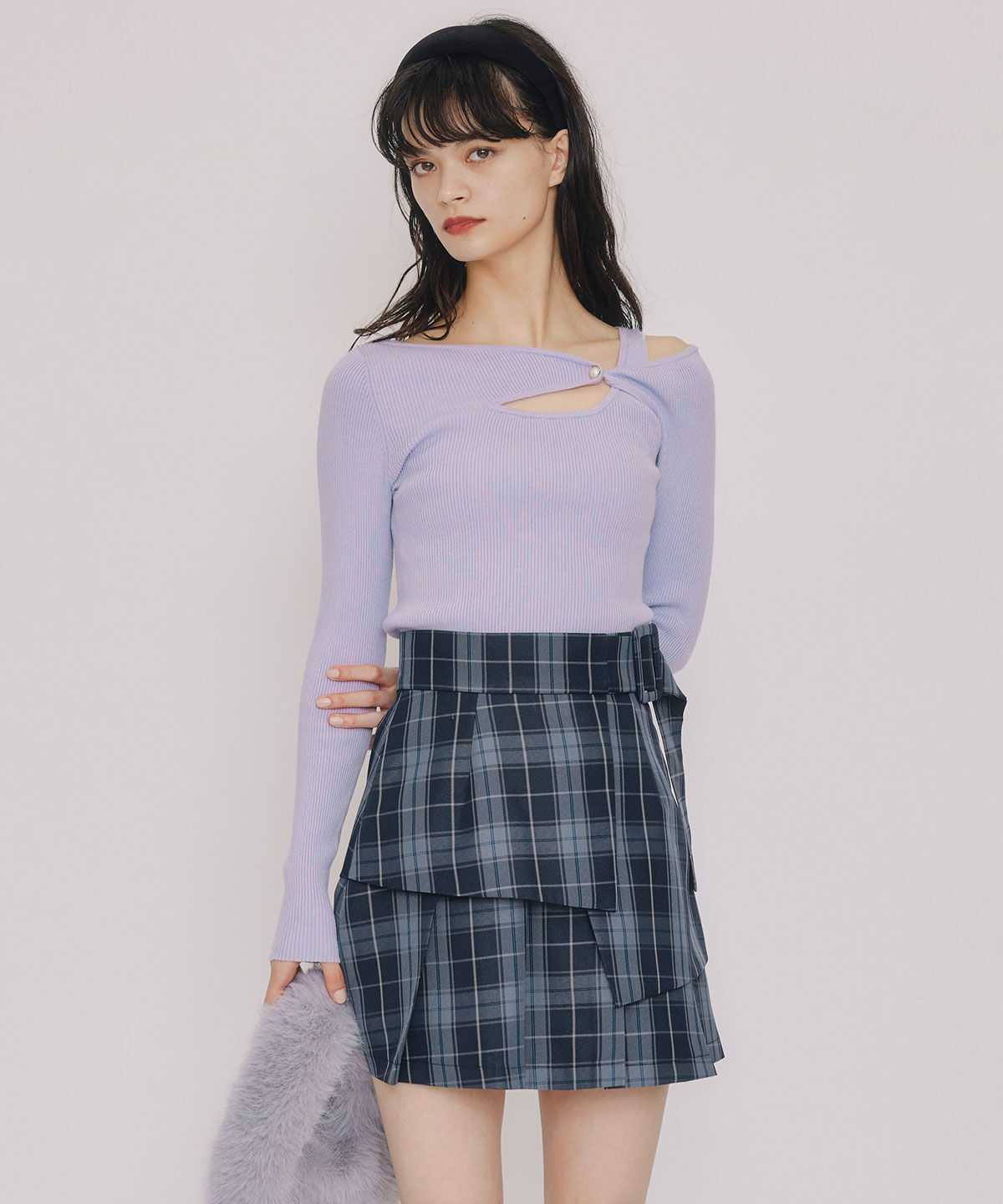 REDYAZEL「アシンメトリーレイヤードライクニットプルオーバー」|ニット・セーター|