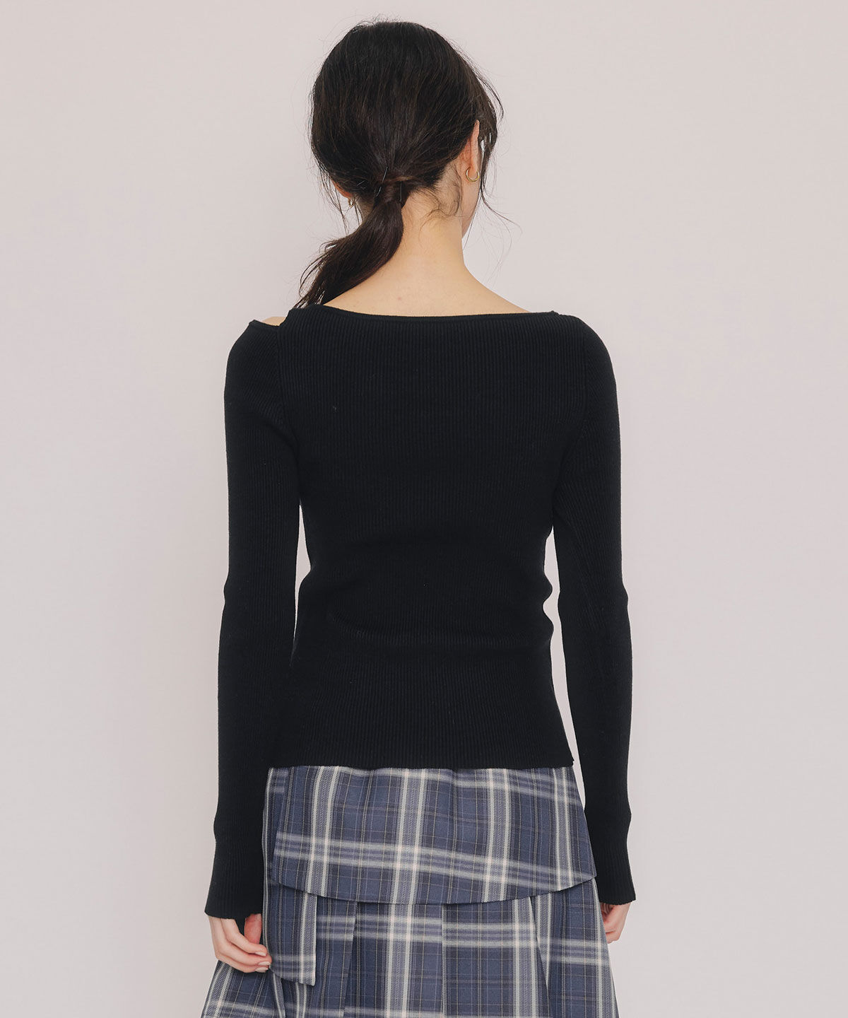 REDYAZEL「アシンメトリーレイヤードライクニットプルオーバー」|ニット・セーター|