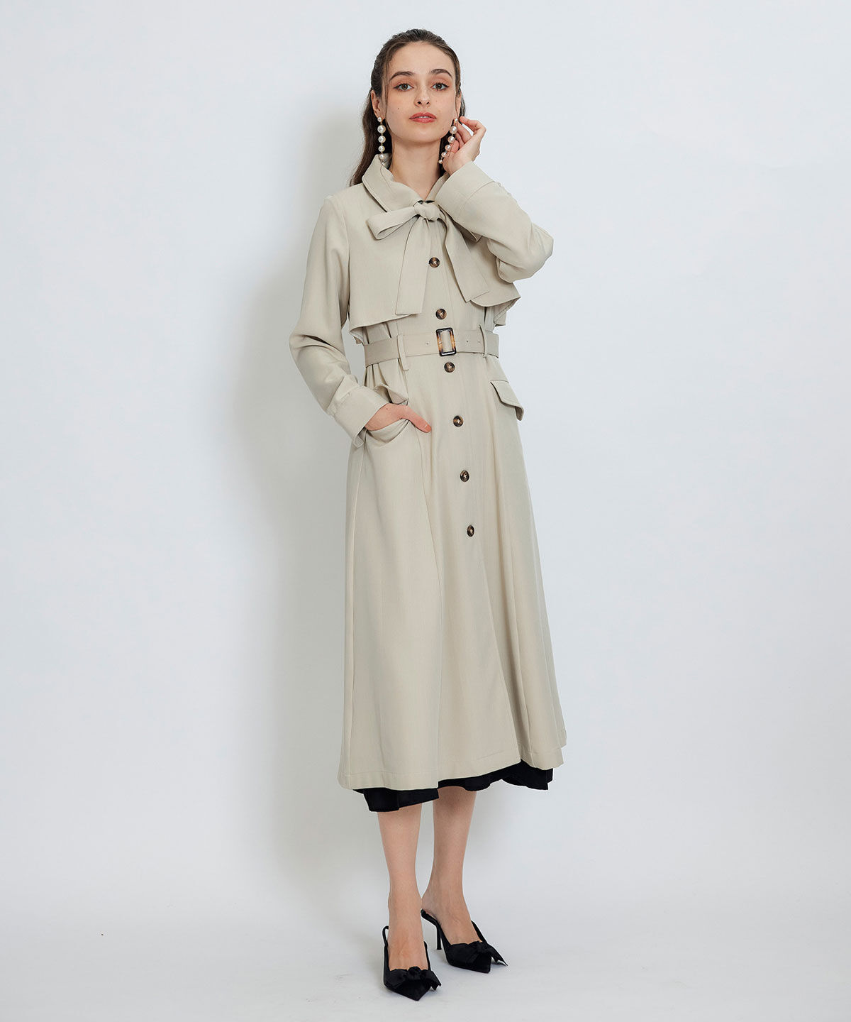 REDYAZEL「2WAYレイヤードライクリボントレンチコート」|トレンチコート|