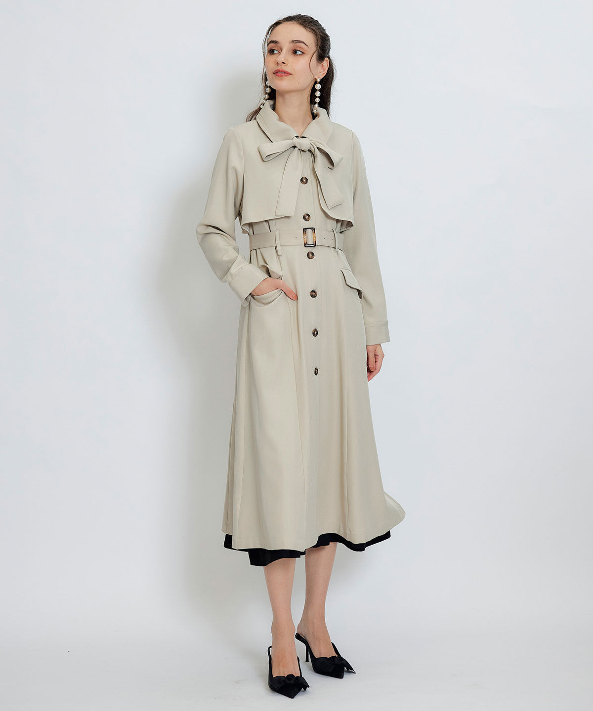 REDYAZEL「2WAYレイヤードライクリボントレンチコート」|トレンチコート|