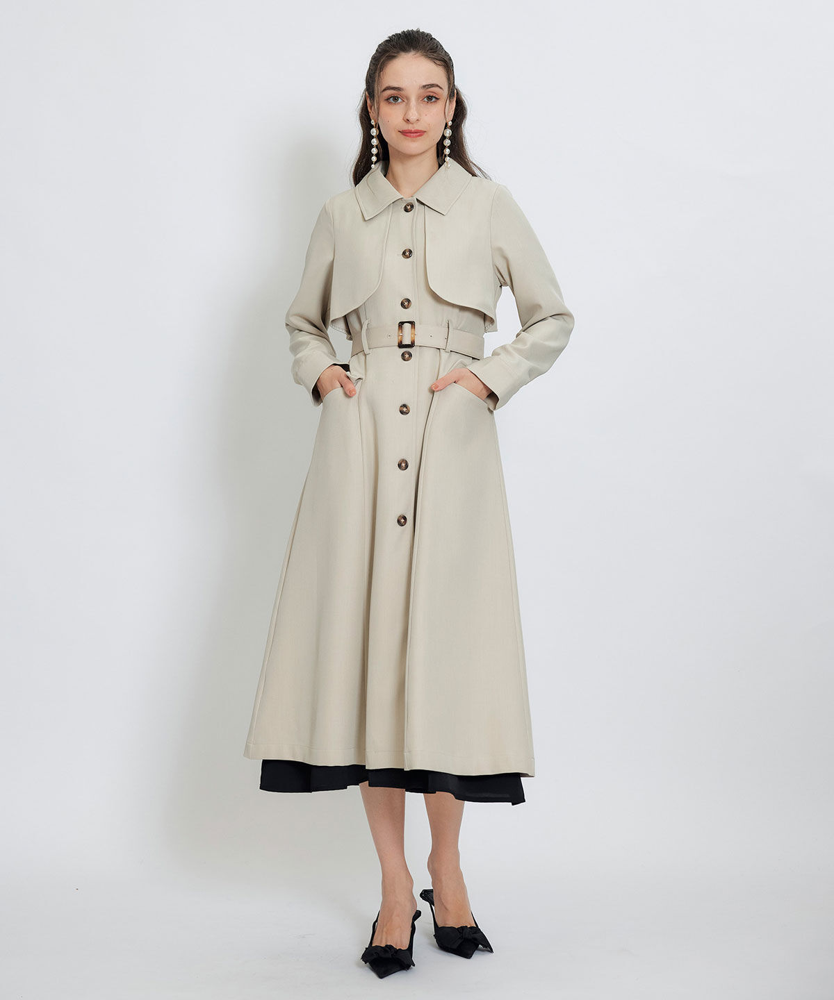 REDYAZEL「2WAYレイヤードライクリボントレンチコート」|トレンチコート|