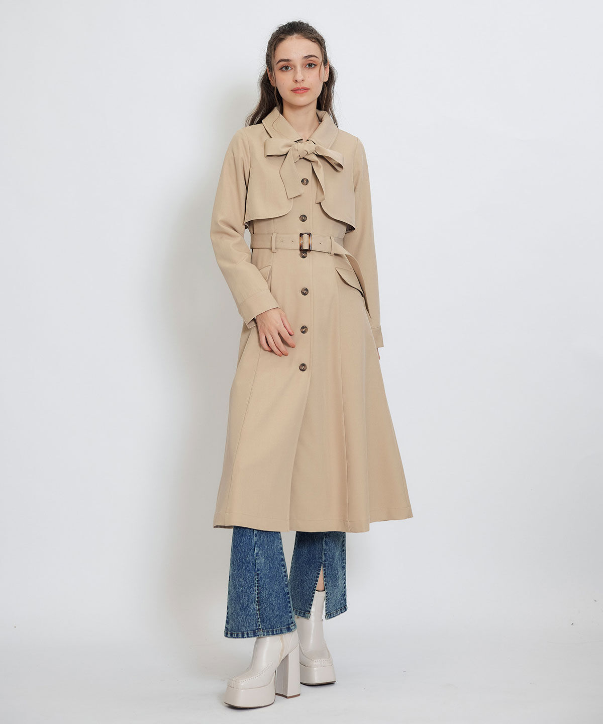 REDYAZEL「2WAYレイヤードライクリボントレンチコート」|トレンチコート|