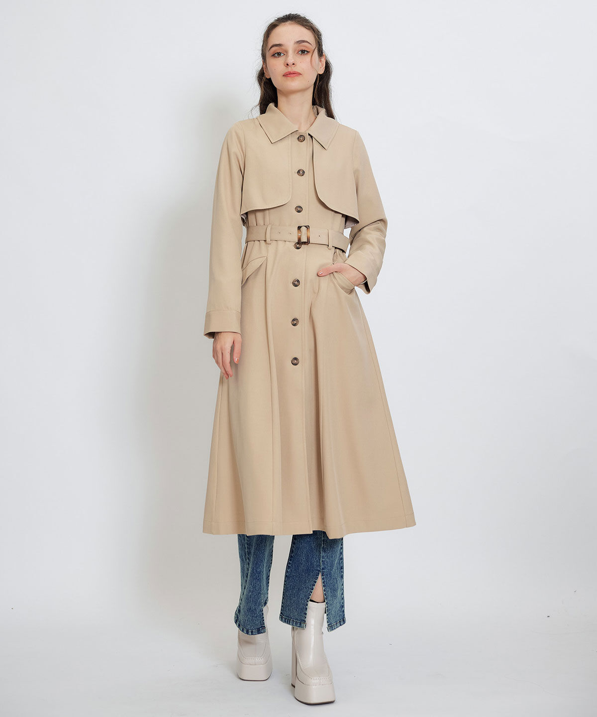 REDYAZEL「2WAYレイヤードライクリボントレンチコート」|トレンチコート|