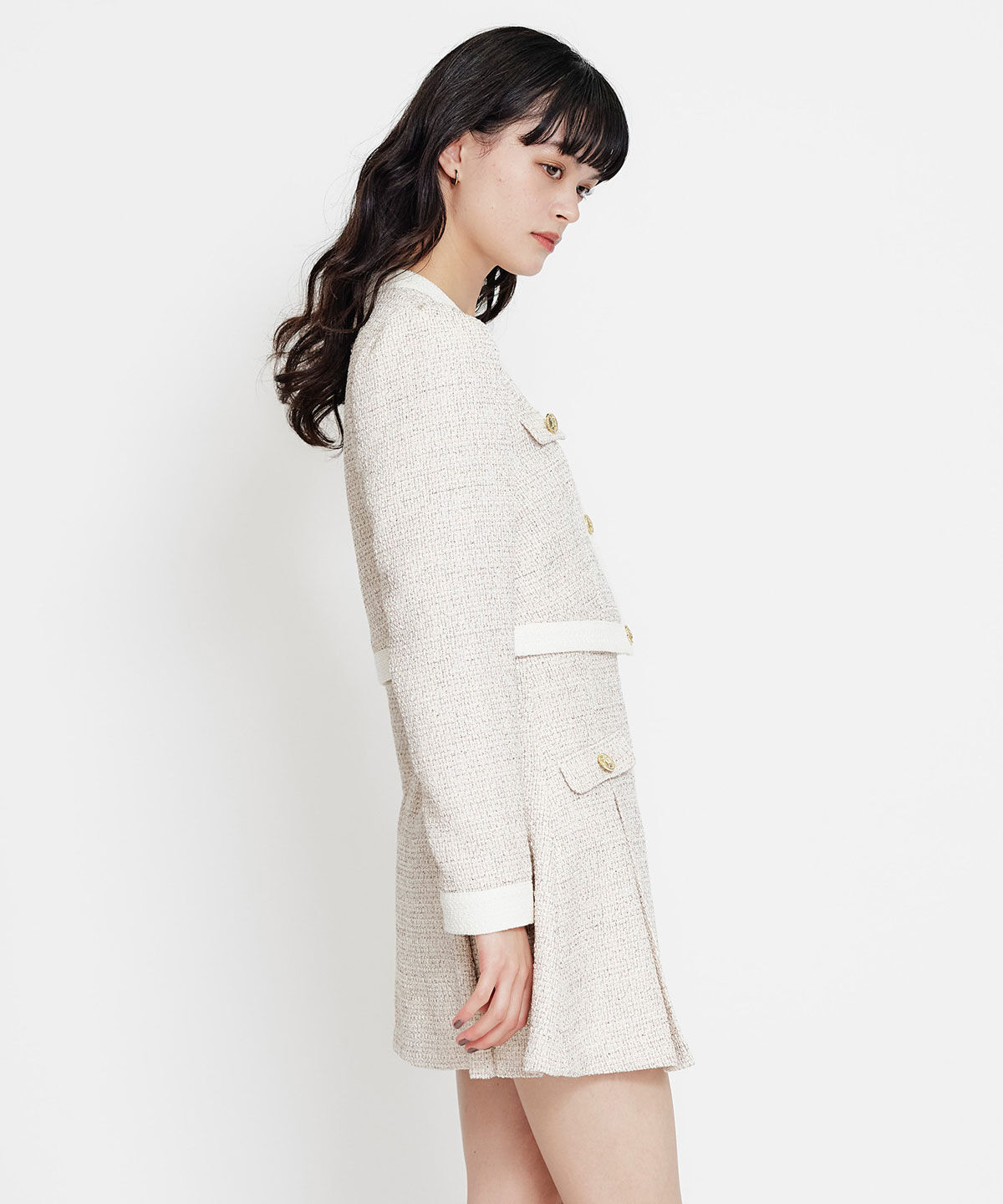 REDYAZEL「スプリングツイードフリルミニスカート」|フレア|