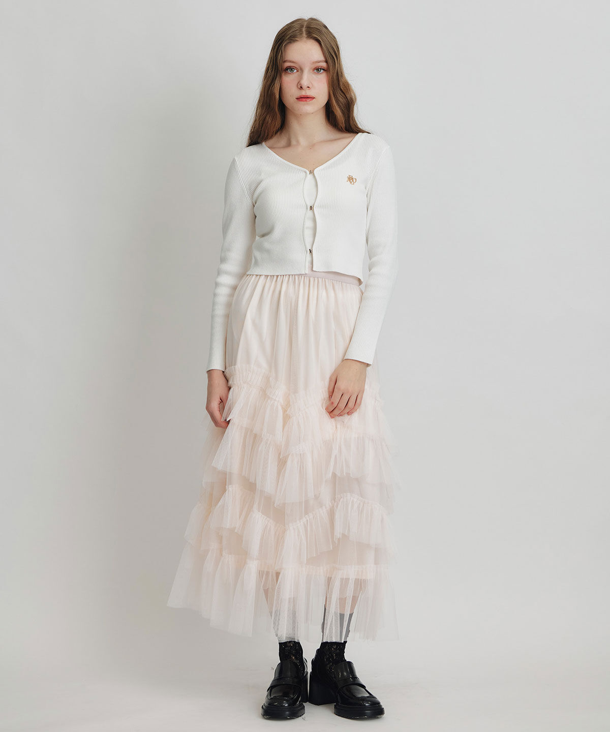 REDYAZEL「ロゴプレートリブニットカーディガン」|カーディガン|