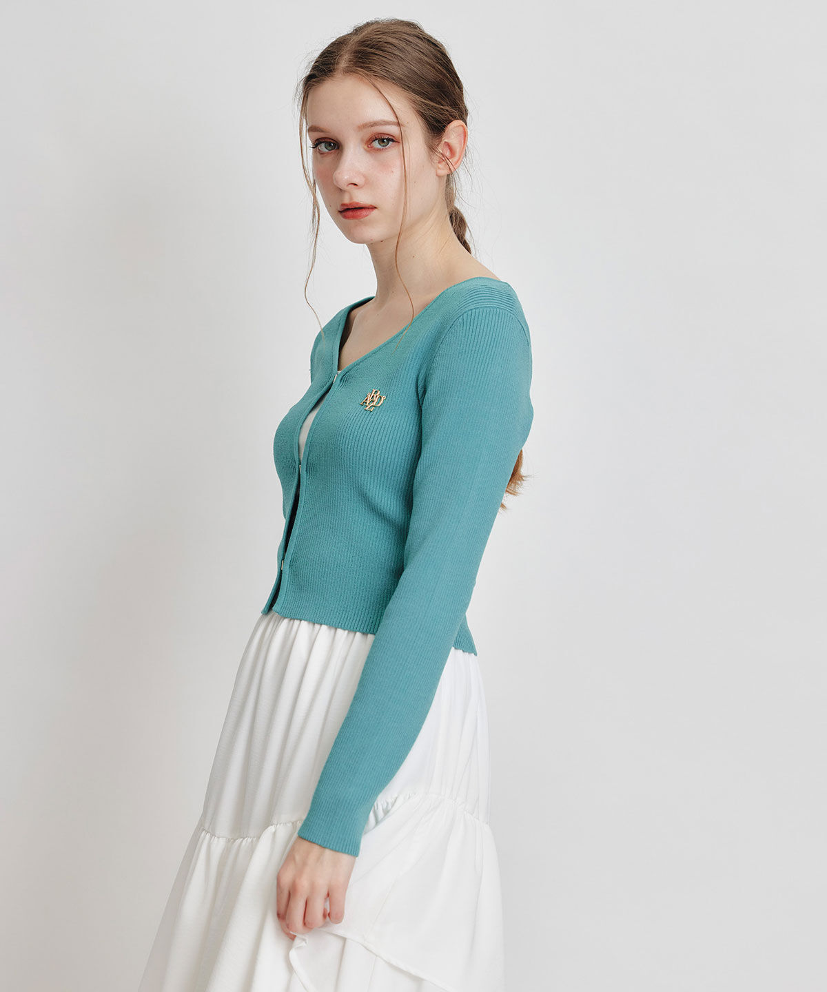 REDYAZEL「ロゴプレートリブニットカーディガン」|カーディガン|