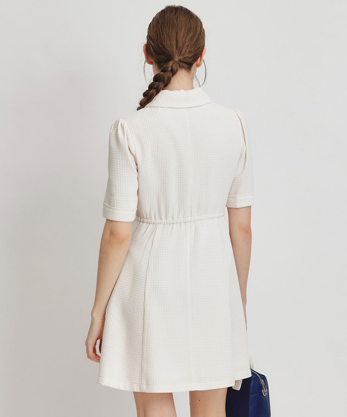 REDYAZEL「エンブレムボタンワッフルミニシャツワンピース」|ワンピース|