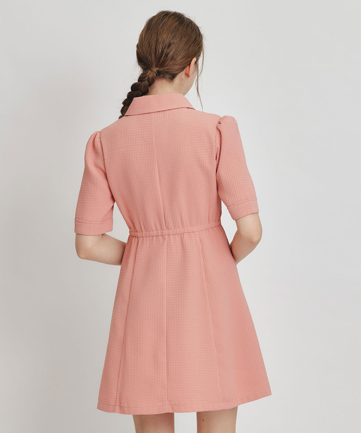 REDYAZEL「エンブレムボタンワッフルミニシャツワンピース」|ワンピース|