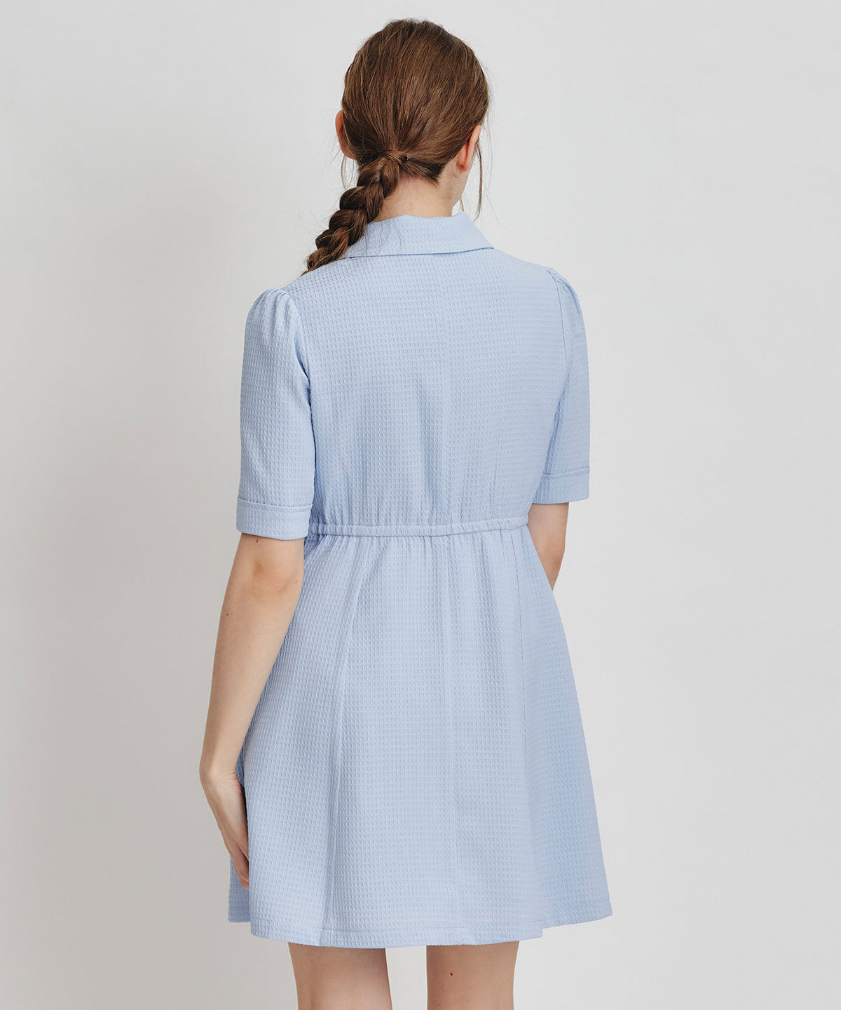 REDYAZEL「エンブレムボタンワッフルミニシャツワンピース」|ワンピース|