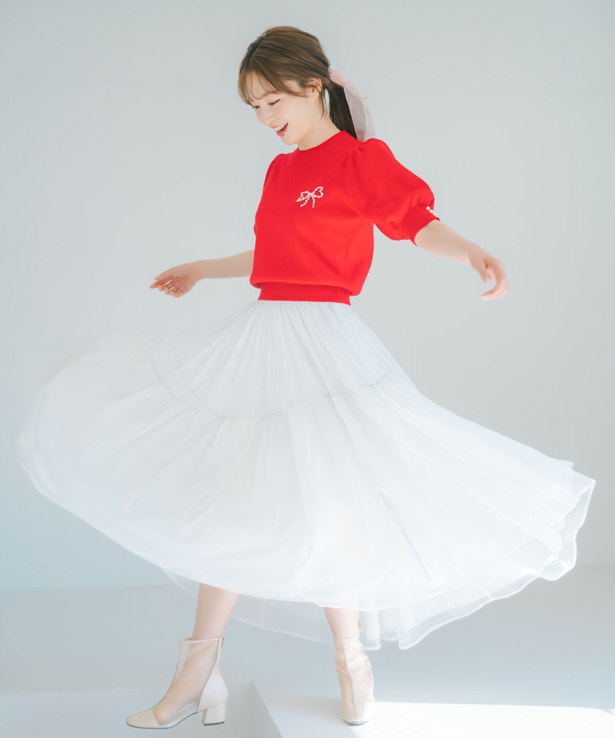 WILLSELECTION「ラメチュールボリュームスカート」|フレア|