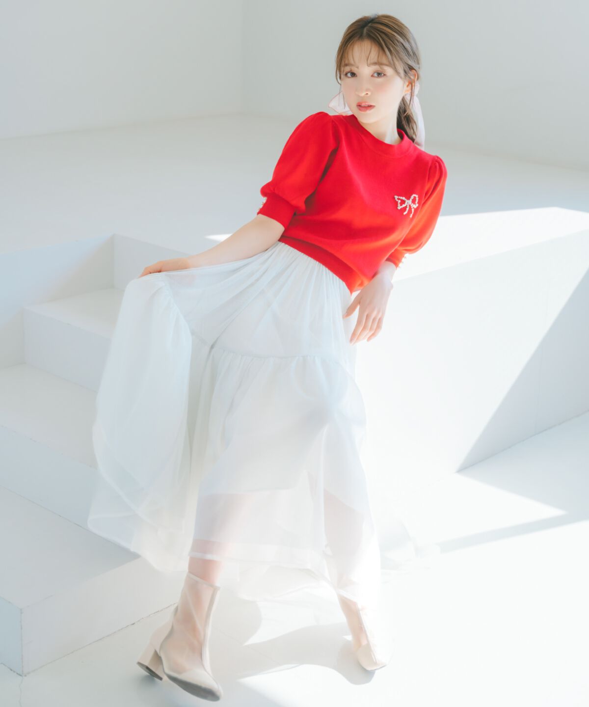 WILLSELECTION「ラメチュールボリュームスカート」|フレア|